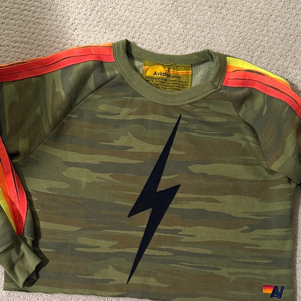 Aviator Nation women’s  Camo Sweatshirt with Bolt- size Small